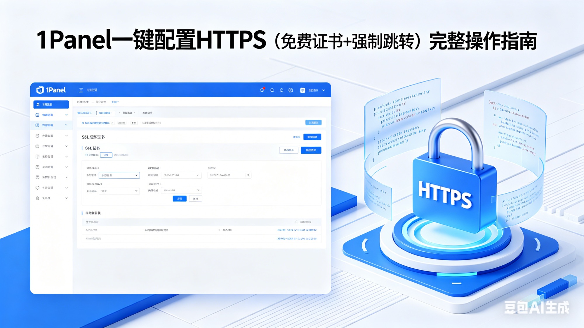 1Panel 一键配置 HTTPS（免费证书+强制跳转）完整操作指南